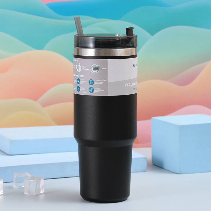 Tazza Sottovuoto in Acciaio Inox Portatile con Cannuccia